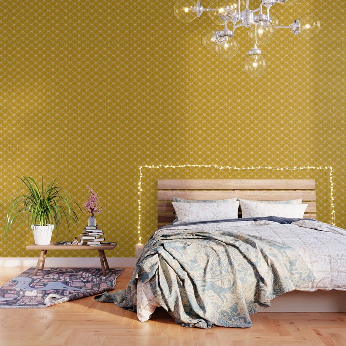 Bows & Ribbons Pattern XX Golden Yellow Wallpaper Gallery Image 1