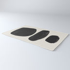 Mid Century Modern Minimalist Abstract Art Brush Strokes Black & White Ink Art Tribal Pebbles Rug Gallery Image 3