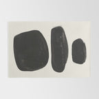 Mid Century Modern Minimalist Abstract Art Brush Strokes Black & White Ink Art Tribal Pebbles Rug Gallery Image 2