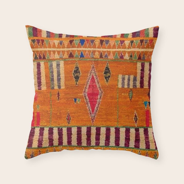 Orange Traditional Moroccan Design Throw Pillow Gallery Image 1