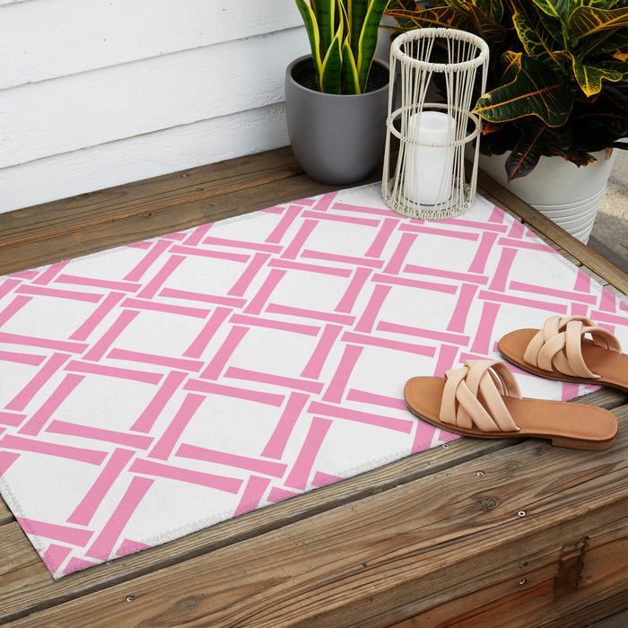 Classic Bamboo Trellis Pattern 291 Pink Outdoor Rug Gallery Image 2
