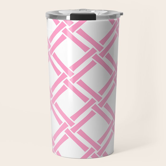 Classic Bamboo Trellis Pattern 291 Pink Travel Mug Gallery Image 1