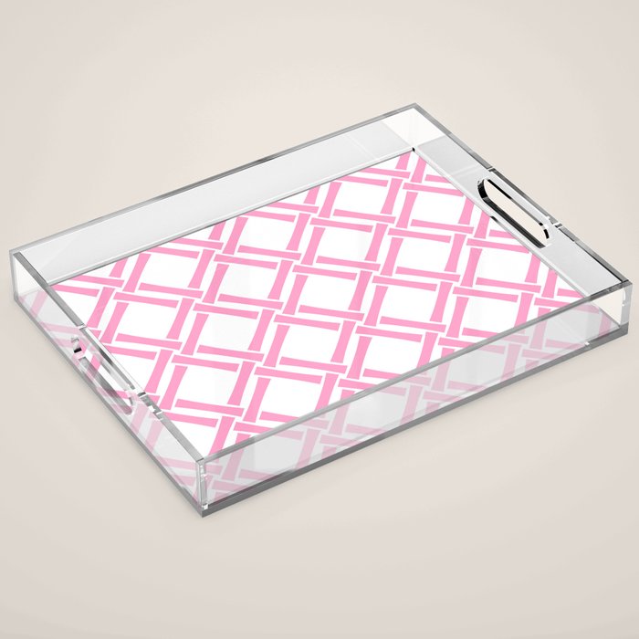Classic Bamboo Trellis Pattern 291 Pink Acrylic Tray Gallery Image 1