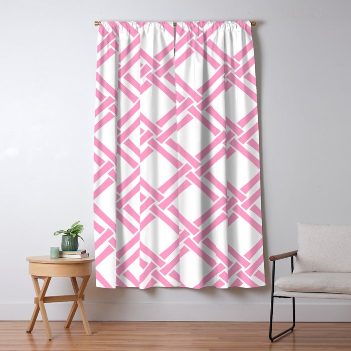 Classic Bamboo Trellis Pattern 291 Pink Window Curtain Gallery Image 1