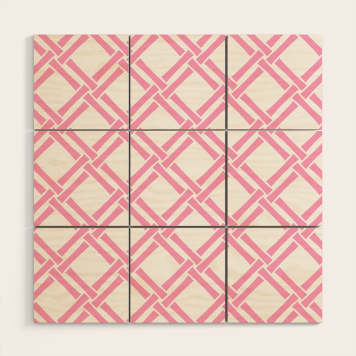 Classic Bamboo Trellis Pattern 291 Pink Wood Wall Art Gallery Image 1