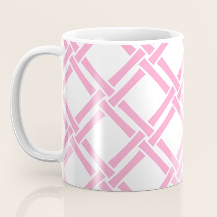 Classic Bamboo Trellis Pattern 291 Pink Coffee Mug Gallery Image 3