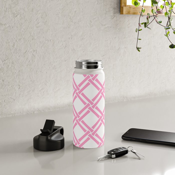 Classic Bamboo Trellis Pattern 291 Pink Water Bottle Gallery Image 4