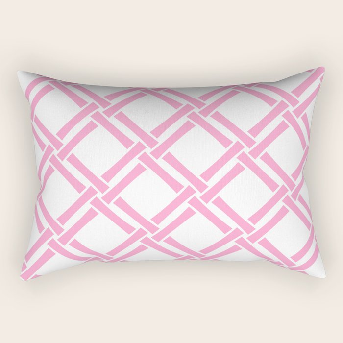Classic Bamboo Trellis Pattern 291 Pink Rectangular Pillow Gallery Image 2