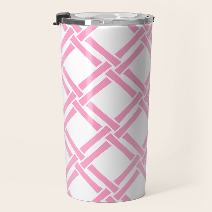 Classic Bamboo Trellis Pattern 291 Pink Travel Mug Gallery Image 3