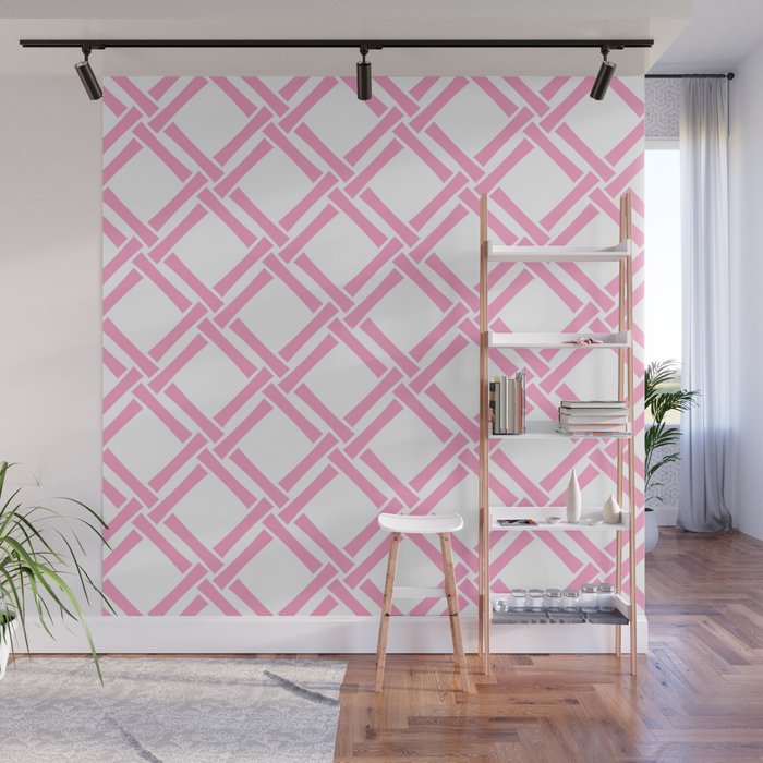 Classic Bamboo Trellis Pattern 291 Pink Wall Mural Gallery Image 1
