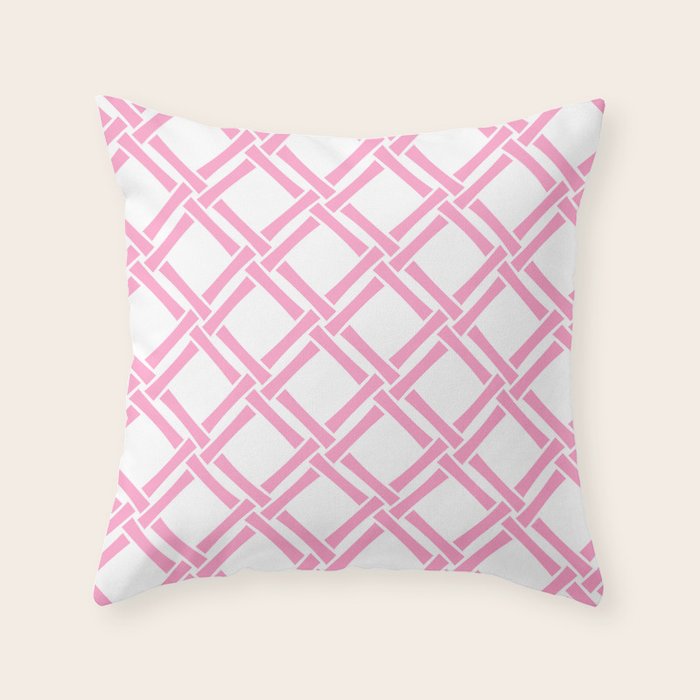 Classic Bamboo Trellis Pattern 291 Pink Throw Pillow Gallery Image 6