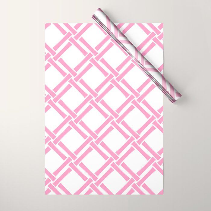 Classic Bamboo Trellis Pattern 291 Pink Wrapping Paper Gallery Image 1