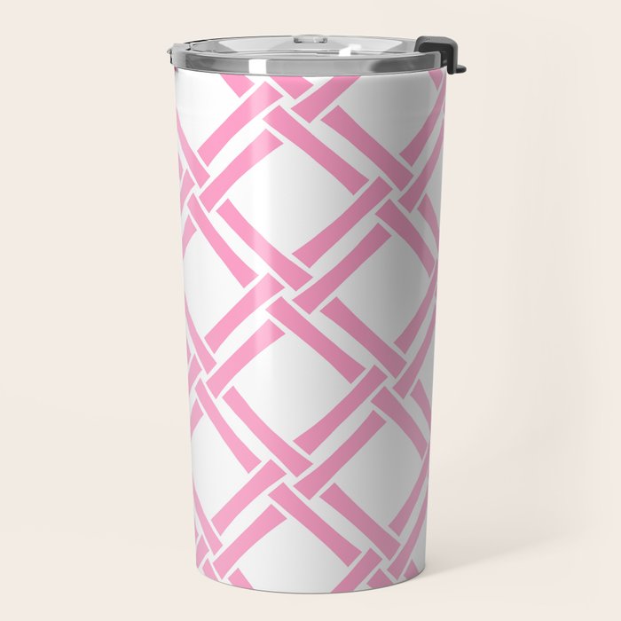 Classic Bamboo Trellis Pattern 291 Pink Travel Mug Gallery Image 2