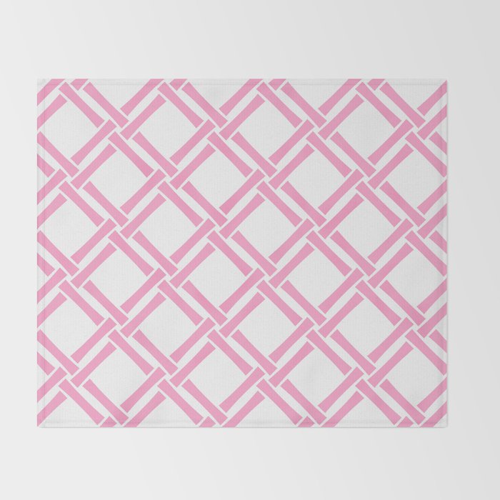 Classic Bamboo Trellis Pattern 291 Pink Throw Blanket Gallery Image 2