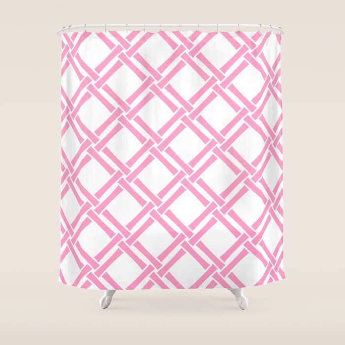 Classic Bamboo Trellis Pattern 291 Pink Shower Curtain Gallery Image 1
