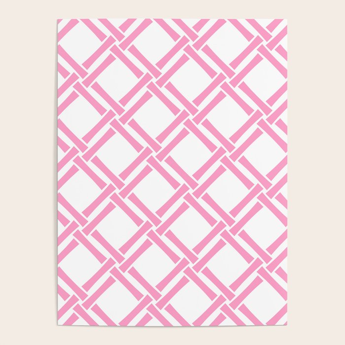 Classic Bamboo Trellis Pattern 291 Pink Poster Gallery Image 1