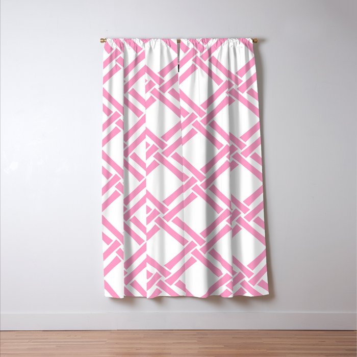 Classic Bamboo Trellis Pattern 291 Pink Window Curtain Gallery Image 3