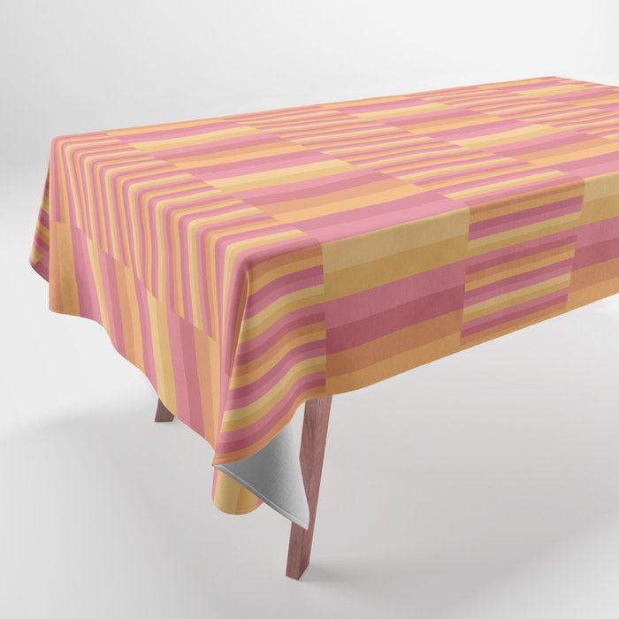 Mixed Stripes Pattern V Pink Yellow Orange Tablecloth Gallery Image 1