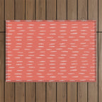 Boho, Raindrop, Mudcloth, Coral Outdoor Rug Gallery Image 1