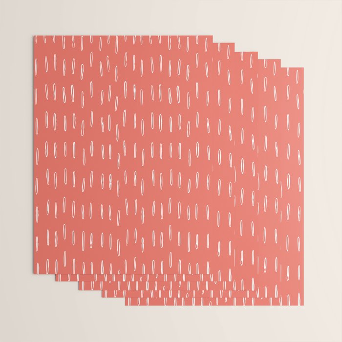 Boho, Raindrop, Mudcloth, Coral Wrapping Paper Gallery Image 3