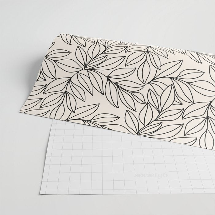 Black and White Leaves  Wrapping Paper Gallery Image 2