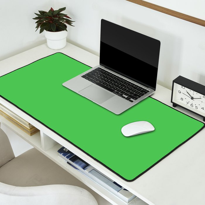 Solid Bright Kelly Green Color Desk Mat Gallery Image 2