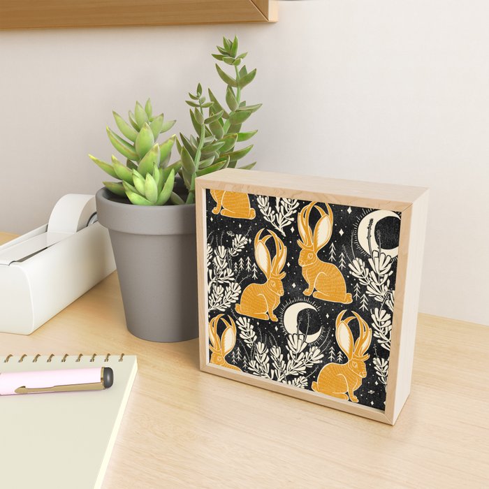Jackalope - black & marigold  Mini Art Print Gallery Image 2