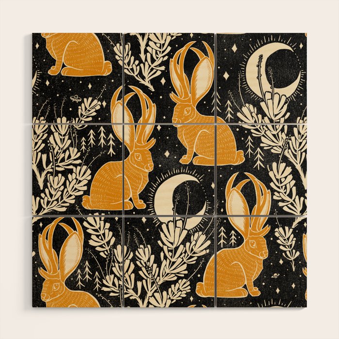 Jackalope - black & marigold  Wood Wall Art Gallery Image 1