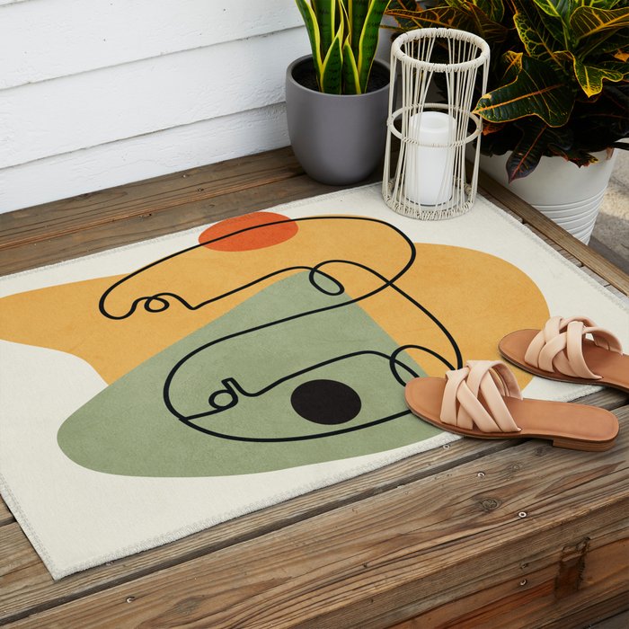 Abstract Faces 19 Outdoor Rug Gallery Image 2