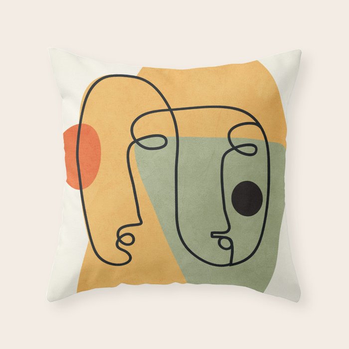 Abstract Faces 19 Throw Pillow Gallery Image 1