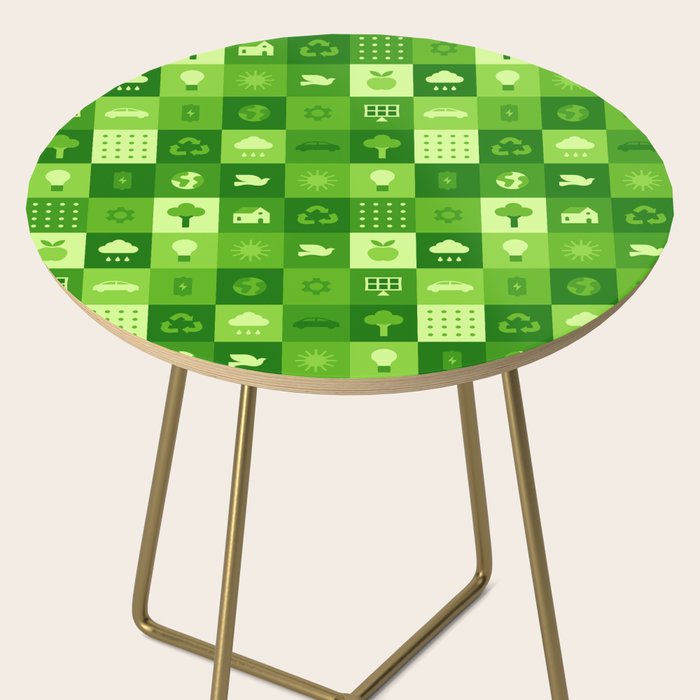 Green eco friendly nature geometric mosaic pattern Side Table Gallery Image 2