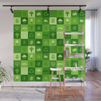 Green eco friendly nature geometric mosaic pattern Wall Mural Gallery Image 1