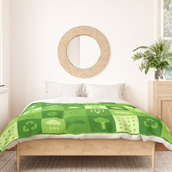Green eco friendly nature geometric mosaic pattern Duvet Cover Gallery Image 3