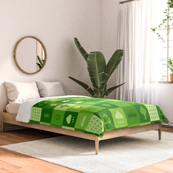 Green eco friendly nature geometric mosaic pattern Comforter Gallery Image 2