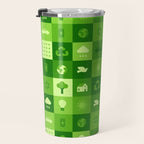 Green eco friendly nature geometric mosaic pattern Travel Mug Gallery Image 3