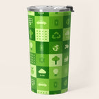Green eco friendly nature geometric mosaic pattern Travel Mug Gallery Image 2
