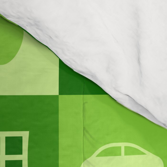 Green eco friendly nature geometric mosaic pattern Comforter Gallery Image 4