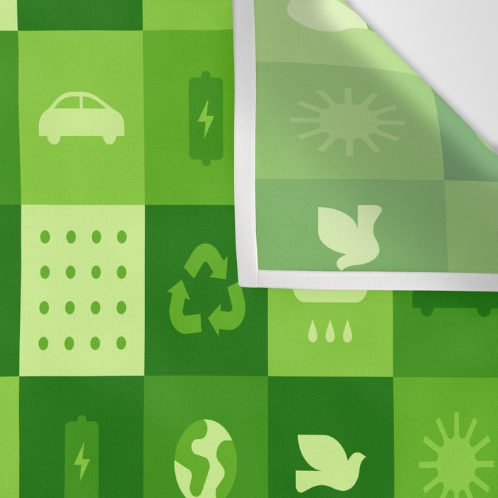 Green eco friendly nature geometric mosaic pattern Wall Tapestry Gallery Image 3