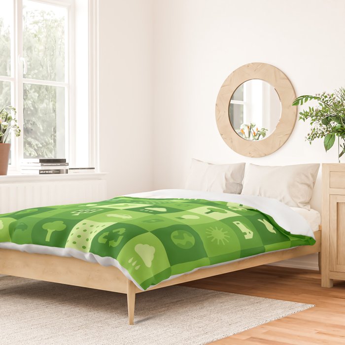 Green eco friendly nature geometric mosaic pattern Duvet Cover Gallery Image 2