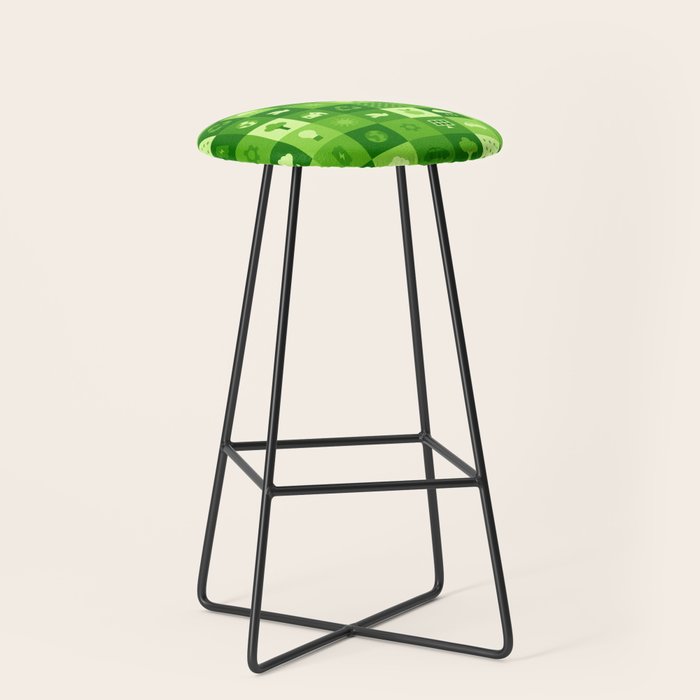 Green eco friendly nature geometric mosaic pattern Stool Gallery Image 1