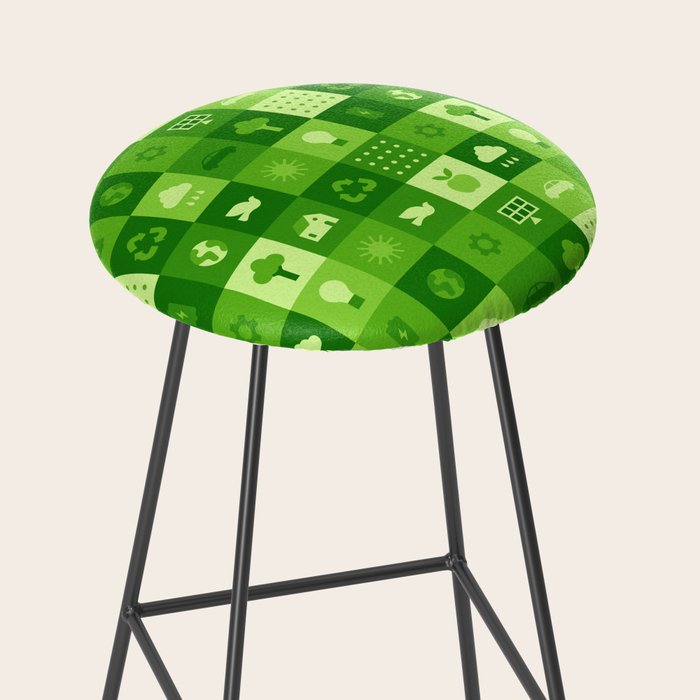 Green eco friendly nature geometric mosaic pattern Stool Gallery Image 2