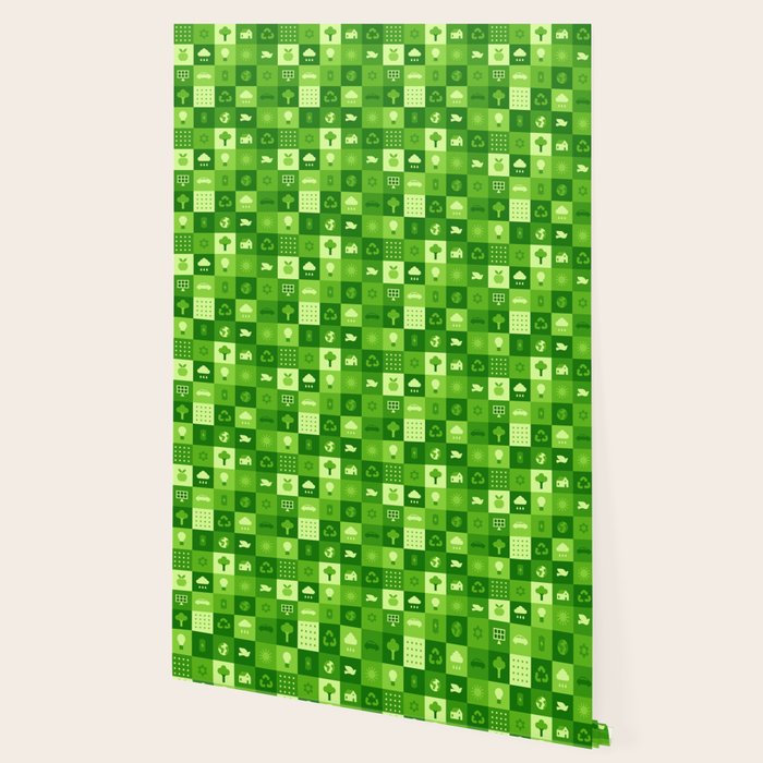 Green eco friendly nature geometric mosaic pattern Wallpaper Gallery Image 2