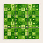 Green eco friendly nature geometric mosaic pattern Wood Wall Art Gallery Image 1