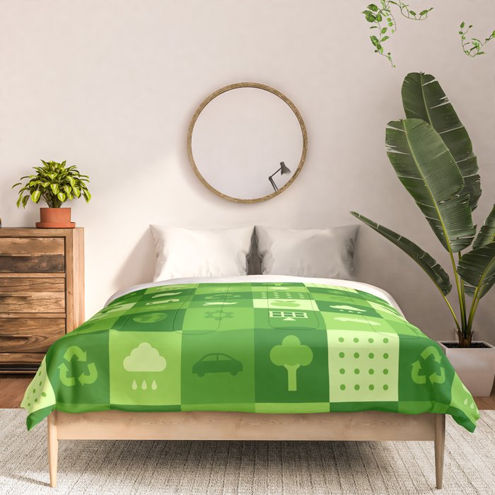 Green eco friendly nature geometric mosaic pattern Comforter Gallery Image 3