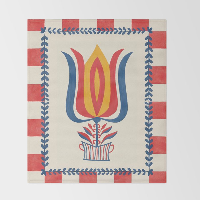Folksy Tulip Throw Blanket Gallery Image 2