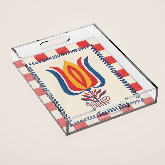 Folksy Tulip Acrylic Tray Gallery Image 1