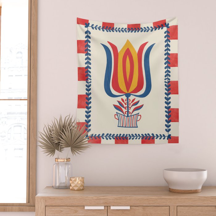 Folksy Tulip Wall Tapestry Gallery Image 2