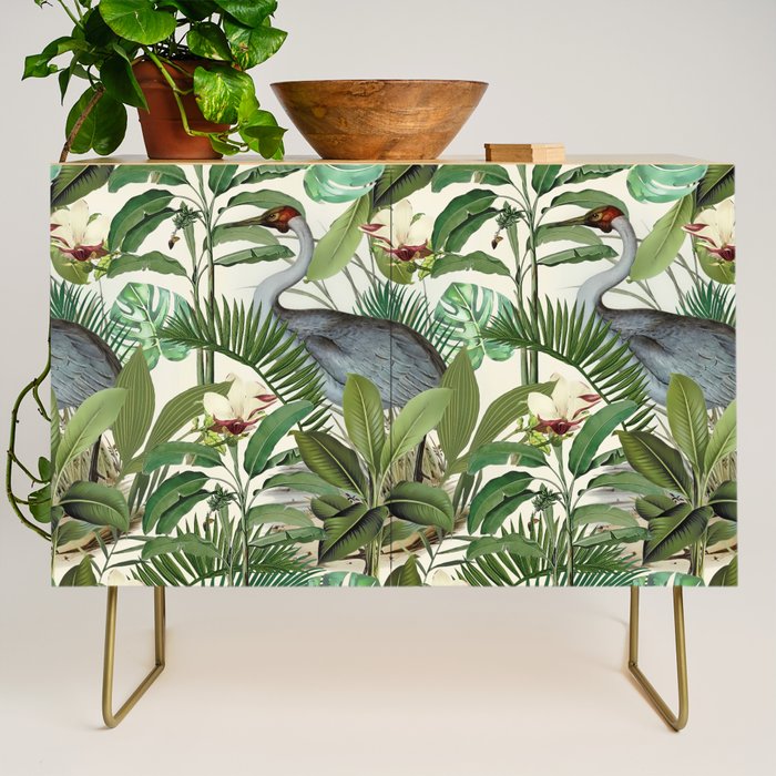 Tropical Heron Bird Rainforest Illustration Credenza Gallery Image 1