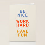 Be Nice, Work Hard, Have Fun | Retro Vintage Bauhaus Typography Stationery Card Gallery Image 2