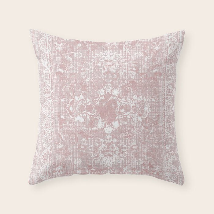 Antique French Oriental Faded Rose Throw Pillow Gallery Image 6